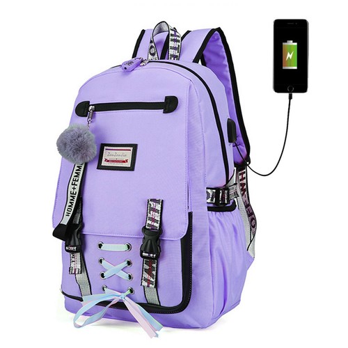 Oxford Women Girls School Backpack Travel Laptop Book Bag w/ USB Charging Port - Picture 8 of 87