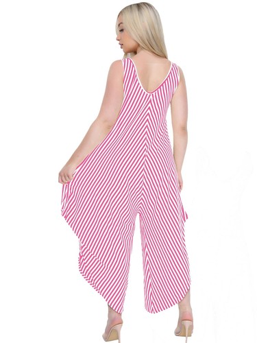 Womens Italian Double V Neck Stripe Hareem Jumpsuit Summer Festival Beach Dress! - Picture 19 of 62