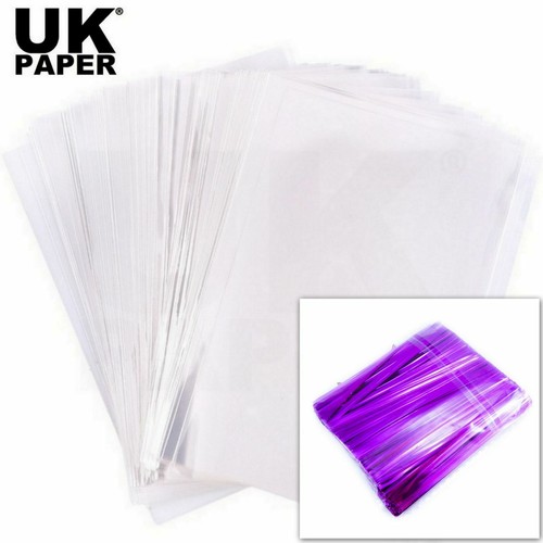 CLEAR CELLOPHANE SWEET GIFT HAMPER FOOD WRAP BAGS LARGE SMALL CELLO + TWIST TIES - Picture 45 of 52