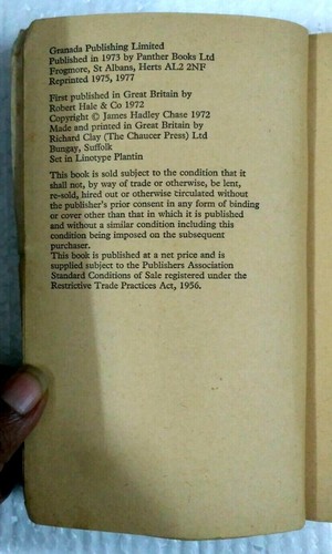 INDIA JAMES HADLEY CHASE NOVEL JUST A MATTER OF TIME , CORGI 1972 - Picture 2 of 2