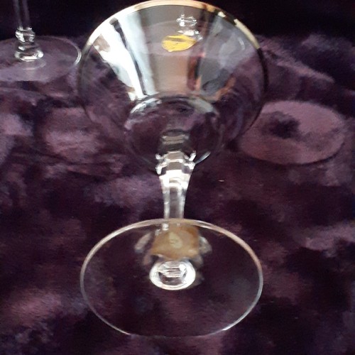 Riviera By Tiffin-Franciscan 6 Crystal Champagne/Desert Glasses Platinum Rim - Picture 9 of 9