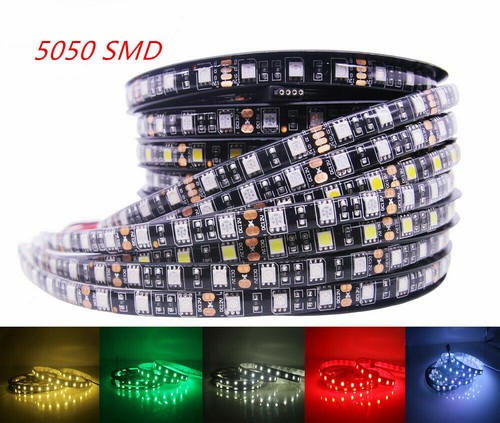 12V 5050 60LED/m Flexible Black PCB LED light Strip RGB Warm White String Lights - Picture 3 of 6