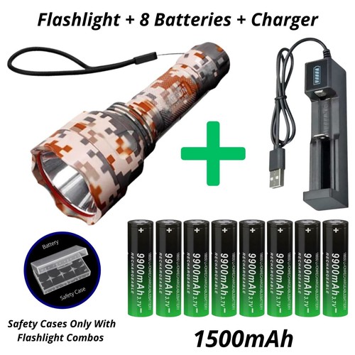 LED Flashlight USB Rechargeable Torch Outdoors Flat Top 3.7v Battery installed! - Picture 12 of 15