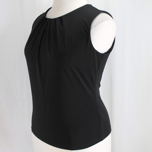 Calvin Klein ärmelloses Top Damen 14 schwarz Plissee Ausschnitt Stretch Polyester - Bild 3 von 7