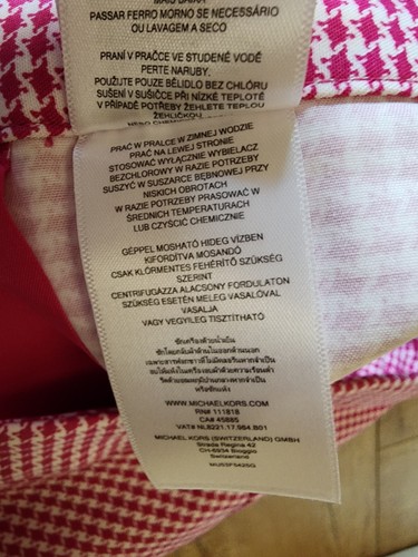 $110 NWT MICHAEL KORS Cotton Pants Plus Sz 16 Houndstooth Hot Pink White Stretch - Picture 10 of 11