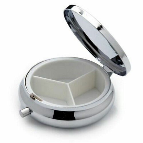 Cats Pill Box With Mirror - 3 Compartment Tablet Storage Tin Medicine Case - Picture 17 of 30