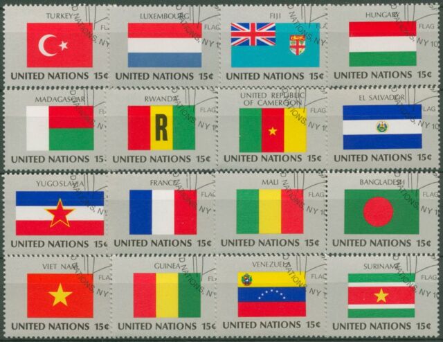 UNO New York 1980 Flaggen der Mitgliedsstaaten 348/63 gestempelt