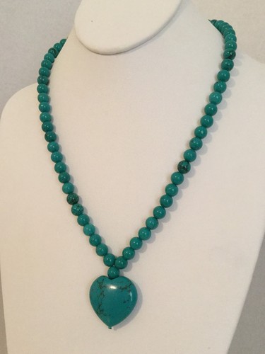 Collar de cuentas corazón turquesa 245,00 quilates de turquesa americana - Imagen 2 de 6