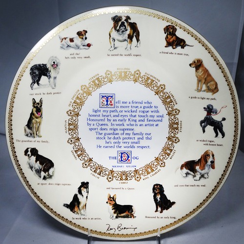 DOG PLATE by Aynsley Plate 10.75" NEW IN BOX by Michael Gillow made in England - Picture 1 of 9