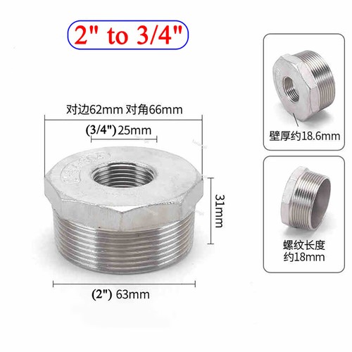 BSPT Male to Female Reducing Bush Adaptors Nipple-Socket Brass/Stainless Steel - Picture 59 of 81