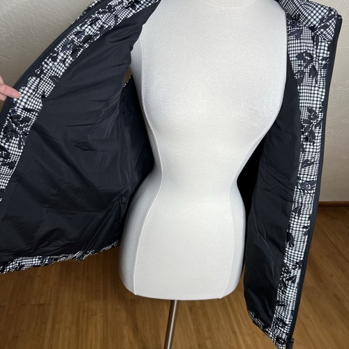 J Jill Down Puffer Vest Womens Small Petite Black White Floral Quilted Full Zip - Picture 6 of 11
