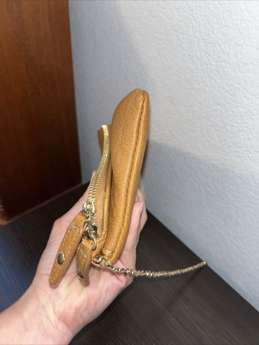 Mode Luxe braune Leder Fold Over Clutch Handtasche gold Crossbody Kette - Bild 10 von 16