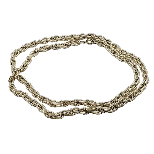 Multi Link Twist Rope Style Chain Very Light Gold Tone Vintage Necklace 30 Inch - Picture 2 of 23