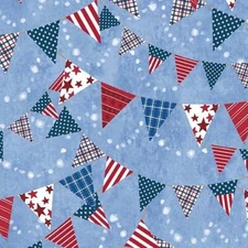 Michael Miller Fabrics~ Patriotic Pennants~ All American~CX10926~Blue~