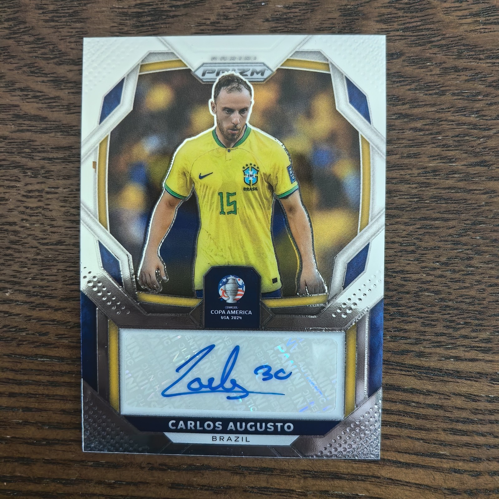 Carlos Augusto 2024 Panini Prizm Copa America Signatures Auto Silver Brazil