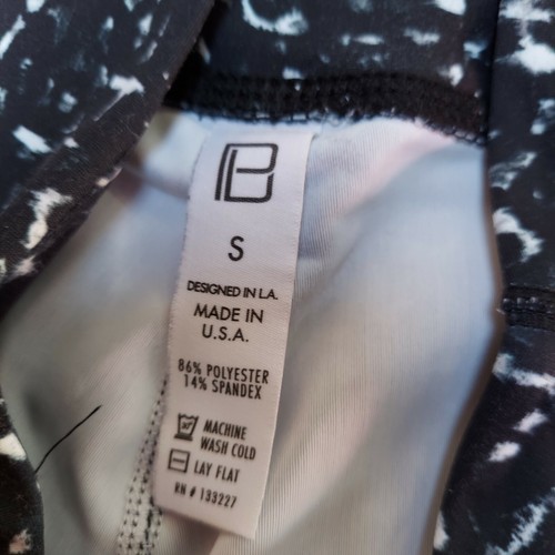 PL Womens Yoga Slim Leggings Pants Small Mesh Detail Black White USA Mid-Rise - Imagen 3 de 11