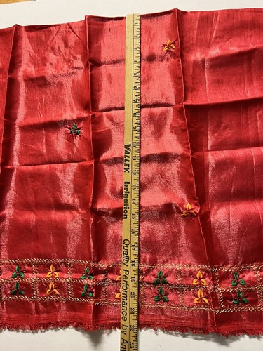 Bordado Borde Butti Mezcla Seda TELA-Sari SARI Blusa Pieza-Rojo 44 X 25" - Imagen 5 de 9