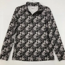 Daily Sports Large Gray Abstract Quarter Zip Long Sleeve Stretch Active Top