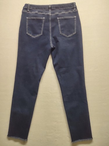 Shein Jeans Women Size 12 XL Raw Hem Denim High rise Dark Blue 32 X 28.5 - Picture 10 of 11