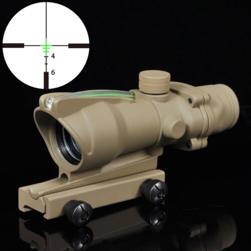 Style 4X32 Green Fiber Source Crosshair Illuminated Rifle Scope Tan Color - Picture 1 of 3