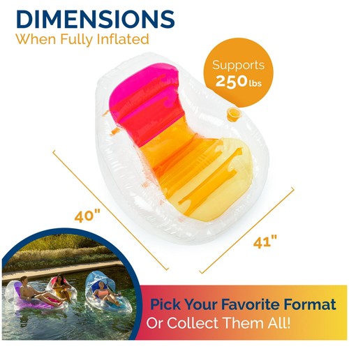 Translucent Inflatable Recliner Chair Swimways Dry Float Socializer Pool Float - Picture 6 of 8