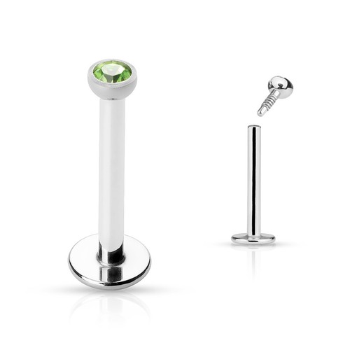 Press Fit Gem Internally Threaded Surgical Steel Labret Monroe Stud 16g 1/4" - Picture 7 of 13