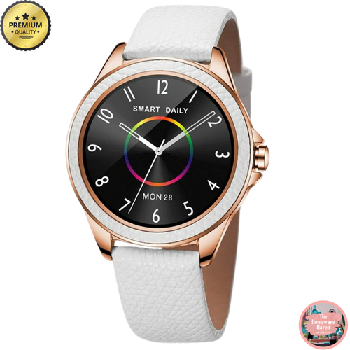 Smart Watch for Women Fashion White Glitter Leather Strap Heart Rate Sleep IP68 - Picture 11 of 11