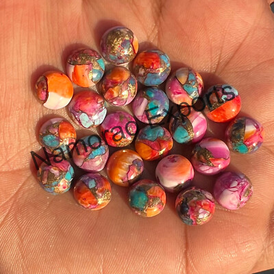 Natural Pink Spiny Oyster Copper Turquoise Round 6x6 mm to 20x20 mm  Gemstone