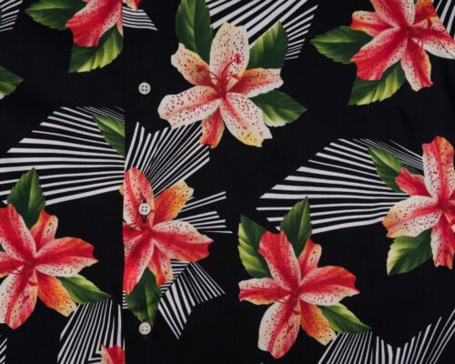 Camisa de campamento hawaiana Gitman vintage $245 negra hibisco rojo rayón S/S S - Imagen 2 de 7