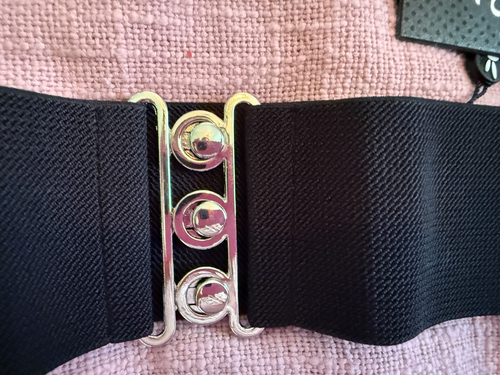 Hell Bunny Vintage Elasticated Retro Belt BLACK MEDIUM - Picture 4 of 5