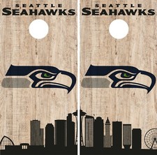 Seattle Seahawks Cornhole Wrap NFL Game City Skyline Skin Vinyl Decal Set CO881
