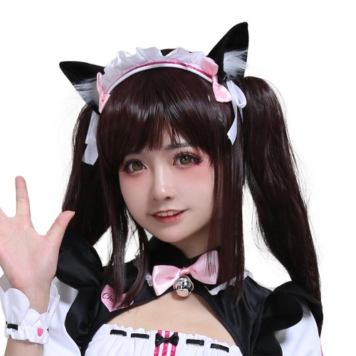 USA Stock! Nekopara Chocola Maid Dress Cosplay Costume with Cat Ears - Picture 8 of 9