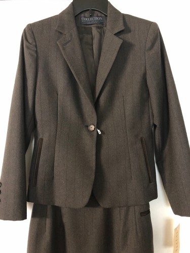 Harve Benard Wool Skirt Suit Petite New with Tags🌹Suede Trim Officially Career - Picture 5 of 12