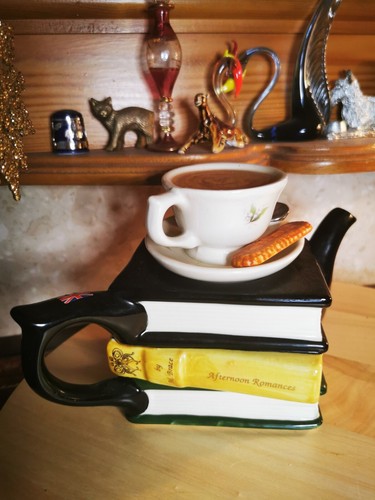 Vintage große Tony Carter limitierte Auflage Teezeit Buch Stapel Teekanne - Bild 10 von 13