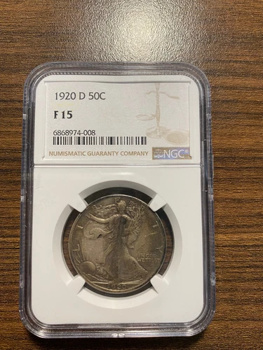 1920-D Walking Liberty Silver Half Dollar 50C NGC FINE 15 F 15 F15 Walker