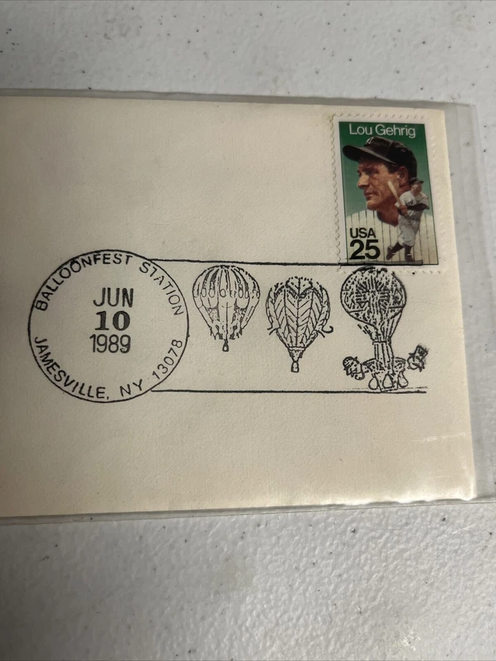 1-Lou Gehrig “The Iron Horse” New York Yankees 1989 Balloonfest NY Stamped Env! - Image 3 of 4