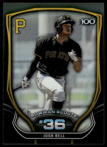 2015 Bowman #BTP-36 Josh Bell Bowman Scouts' Top 100 Pittsburgh Pirates - Picture 1 of 2