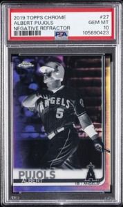 2019 TOPPS CHROME NEGATIVE REFRACTOR #27 ALBERT PUJOLS PSA 10