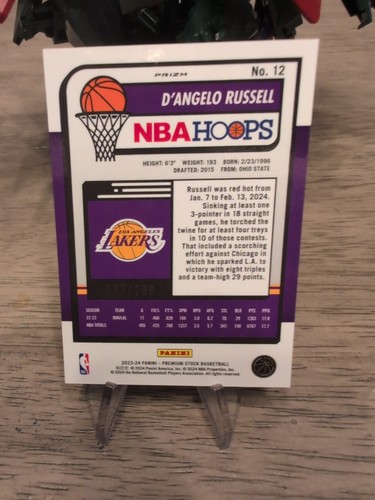 Aros NBA Panini 2023-24 Stock Premium Naranja Prizm/299 #12 D'ANGELO RUSSELL - Imagen 2 de 3