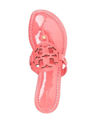 Tory Burch "Miller" Logo Riemen Coral Crush Lack Sandalen Größe 9,5. - Bild 2 von 10