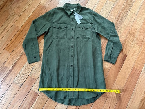 Vestido Camisa Outerknown Para Mujer Talla M Verde Utilitario Manga Larga NUEVO CON ETIQUETAS - Imagen 15 de 18
