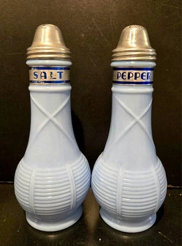 Jeanette Delphite Blue Glass Salt and Pepper Shakers for Euclid Coffee Co.