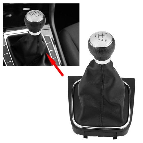 Premium ABS & PU Leather 6 Speed Gear Shift Knob Kit for Golf Jetta - Picture 9 of 18
