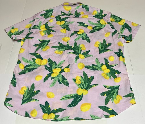 J Crew Flex Washed Shirt Men’s L Slim Lemon Print Short Sleeve Button NWT - Picture 3 of 10