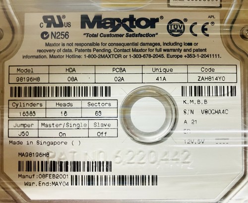 Maxtor Hard Drive Model 98196H8 ~ BRAND NEW! - Picture 4 of 4
