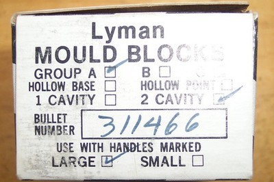 LYMAN 311466 DOUBLE CAVITY 30 CALIBER 152 GRAIN MOULD UNUSED IN ORIGINAL WRAP