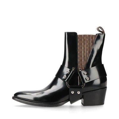 Louis Vuitton Rhapsody line 19-year Leather Side Gore Boots 37 Ladies' Black × B