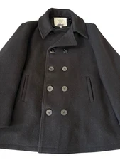 Size 46 US Navy Pea Coat Men's Black Wool MP72132 USA Made Military Issued