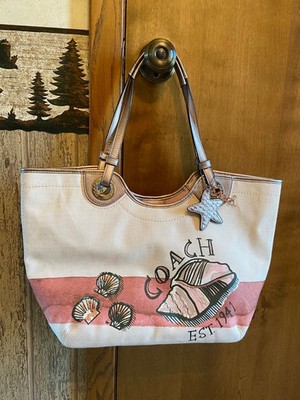 Coach # F19273 Bag Beach Seashell Shoulder Natural Canvas