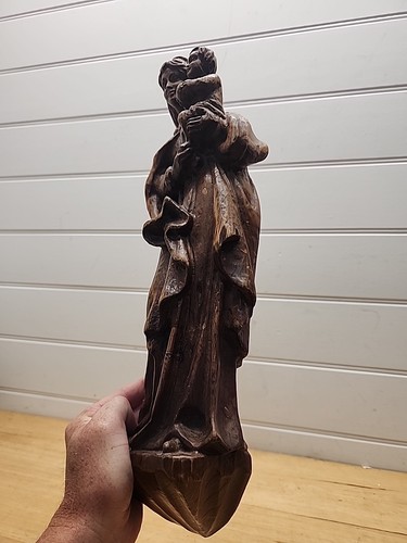 Antique Madonna Virgin Mary Wood Carved Religion Church Wall Statue 50 Cm - Bild 4 von 6